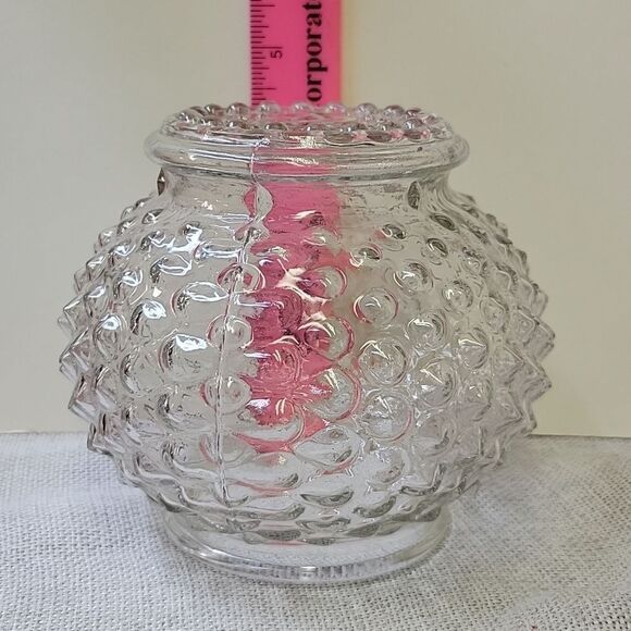 VINTAGE MCM HALLWAY LIGHT FIXTURE GLOBE SHADE CLEAR HOBNAIL HOLLYWOOD REGENCY - Picture 2 of 6